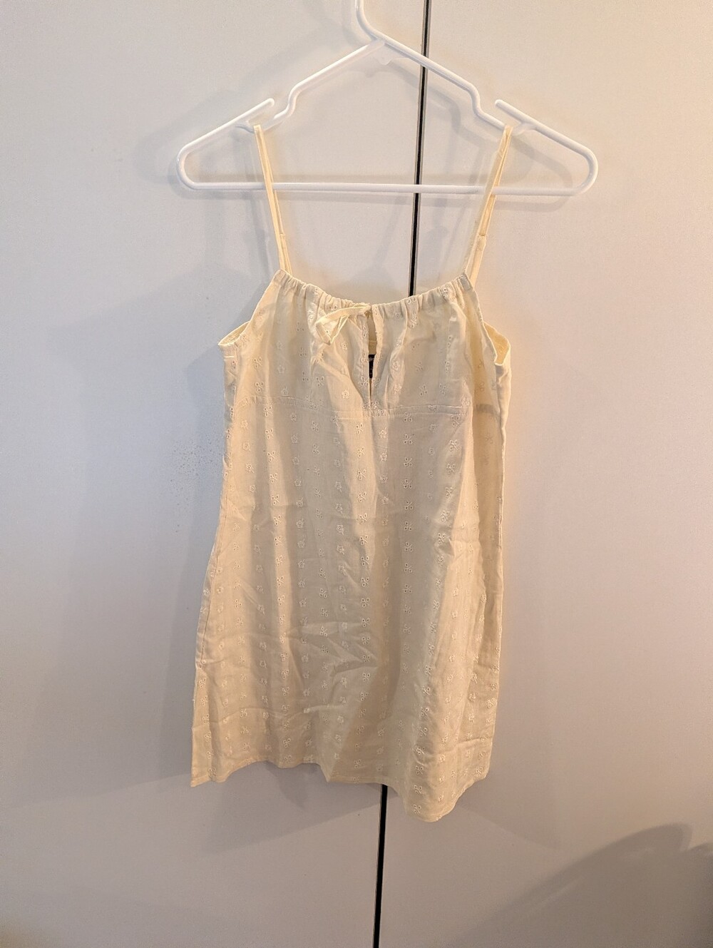 Nasty Gal Woman's Size 2 Broderie Ruched Cream Eyelet Cami Dress NWT